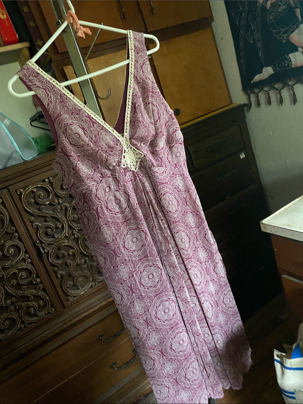 jonathan martin Mauve Paisley Lace-Trim Nightgown